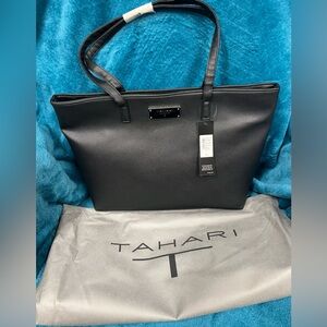 TAHARI Tote Black Saffiano Man Made Leather Style #TN1769/P08 NWT In Packaging